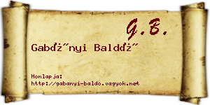 Gabányi Baldó névjegykártya
